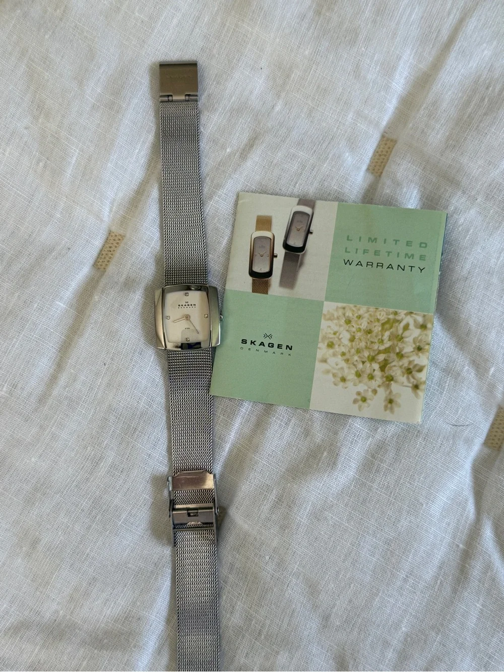 Skagen Women’s Silver Steel Mesh Watch - Silver/White Dial